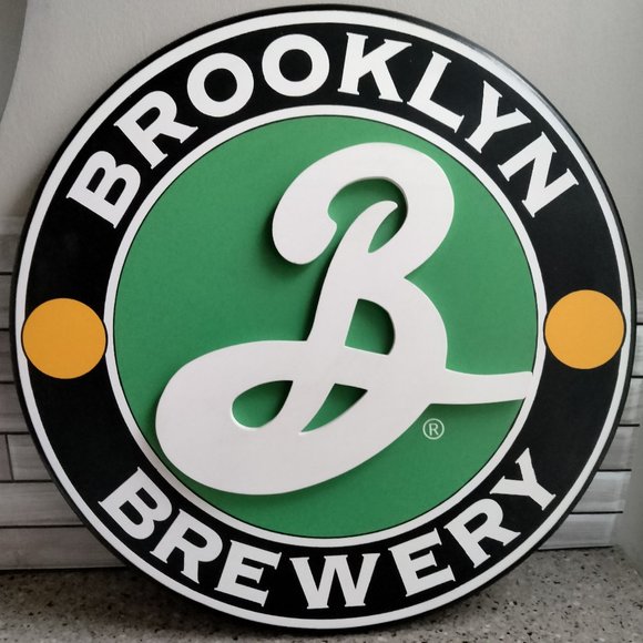 Brooklyn Brewery 3D Painted Round Wooden Pub Sign - Picture 1 of 11